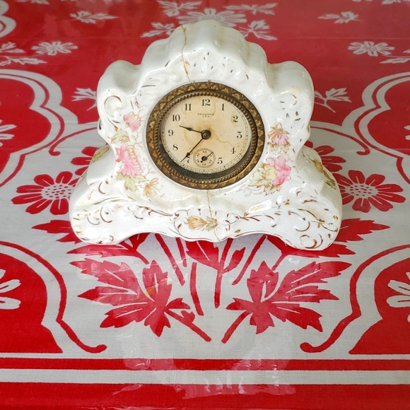 New Haven Clock Co. USA Victorian  porcelain clock Antique - Picture 1 of 7